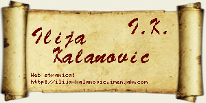 Ilija Kalanović vizit kartica